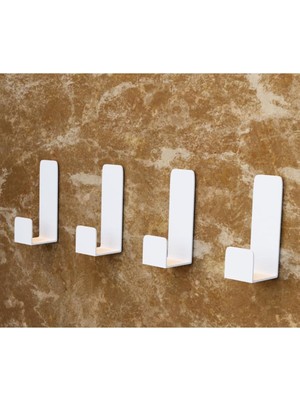 Leaf Shop Beyaz 4lü Yapışkanlı Askılık Kapı Arkası Bornoz Askılığı Yapışkanlı Mutfak Banyo Askılık Havlu Askılığı Elbise Askılığı 4’lü Set 3m Yapışkanlı Tasarım MT75B