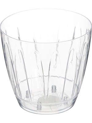 Misda Store OR02 Şeffaf Orkide Saksısı Tabaklı 14,3cm, 1.5 Litre Şeffaf