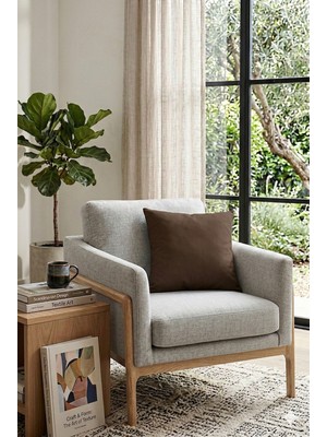 Düz Renk Çift Taraflı Kahverengi Yastık Kırlent Kılıfı SHKRL005