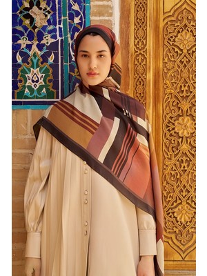 Kahverengi Ed Scarf Clover Floş Viskon Şal
