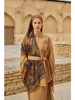 Kahverengi Ed Scarf Bramble Floş Viskon Şal