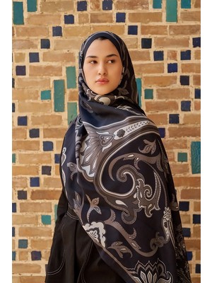 Siyah Ed Scarf Bramble Floş Viskon Şal