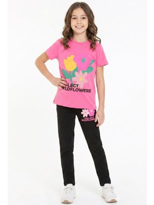 Modanino Kız Çocuk Çiçek Baskılı-Taytlı Alt-Üst Takım 3-10 Yaş 12550