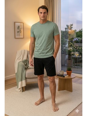 Arnetta Erkek Süprem Cep Detay 2 Parça Şort Takım Yeşil