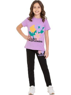 Modanino Kız Çocuk Çiçek Baskılı-Taytlı Alt-Üst Takım 3-10 Yaş 12550