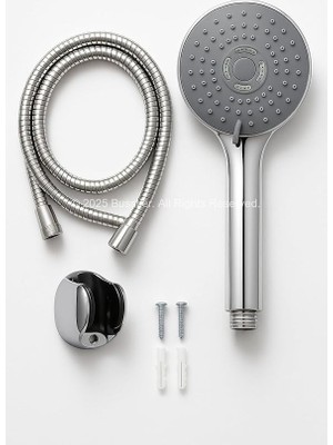 Misda Store Spiralli Duş Başlığı Seti, 3 Fonksiyonlu Krom Duş Başlığı, 150 cm Duş Hortumu, Mafsallı Başlık, Vida ve Dübel Dahil, Su Tasarruflu, Duvara Monte Banyo Takımı
