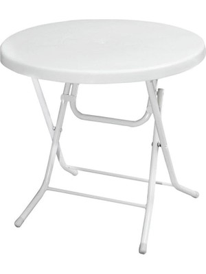 Misda Store MT-GFM205 Rose Plastik Yuvarlak Katlanır Bahçe Balkon Masa Ø75 cm Beyaz