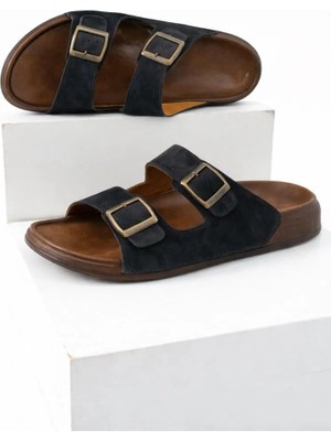 Adımist Erkek Ortopedik Günlük Yumuşak Deri Tokalı Ev Dışarı Terlik