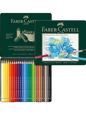 Misda Store Albrecht Dürer Aquarell Sulu Boya Kalemi, 24 Renk, Suda Çözünebilir, Parlak ve Dayanıklı Pigment, Kaliteli Uç, Çift Kullanım Özelliği