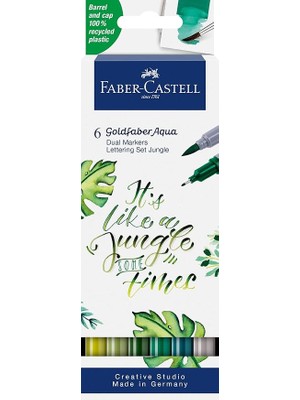 Misda Store Goldfaber Aqua Çift Uçlu Markör, Kaligrafi, 6'lı Jungle