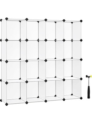 Misda Store Ayakkabı Rafı 15 Küp, Plastik Raf, 153 x 31 x 153 Cm, Beyaz LPC44L