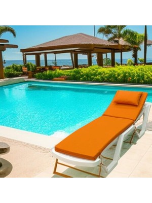 Misda Store Şezlong Minderi Yastıklı 5cm Sünger Turuncu