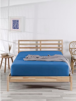 Misda Store Pamuklu | Tek/çift Kişilik Lastikli Çarşaf | Fitted Jersey | Penye Çarşaf (Lacivert, 100X200)