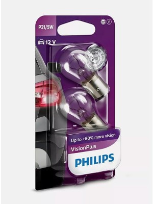 Leaf Shop P21/5W,%60 Daha Fazla Görüş, Visionplus 12V Otomobil Ampulü, 2'li Paket