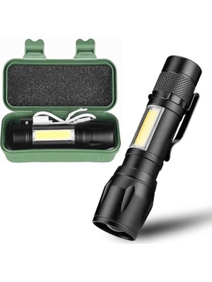 Misda Store Taktikal LED USB Şarjlı Ultra Güçlü Mini Boy El Feneri