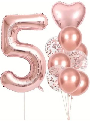 Leaf Shop Gold Kalpli 5 Yaş Folyo Balon Set