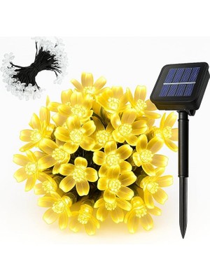 Leaf Shop Solar Güneş Enerjili 30 LED Çiçek Zinciri Kiraz Çiçeği IP65 Su Geçirmez Solar Işık Zinciri Dış Mekan Bahçe Veranda Avlu Çardak Noel Ağacı Partiler Gün Işığı
