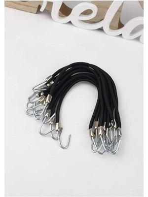 Misda Store Süs Dünyası Kançalı Ucu Metal Çengelli Lastik Toka 10 Adet Siyah