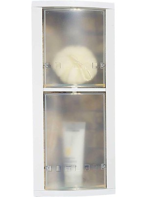 Misda Store Iki Gözlü Dönerli Banyo Köşe Rafı Şeffaf S-03