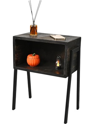 Misda Store Ahşap Siyah Komidin, Yatak Odası Komidini, Oturma Odası Komidini, Masif Komidin