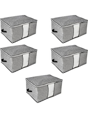 Misda Store 5 Adet Küçük Boy Pencereli Hurç Seti 36X26X22 Çekmece Düzenleyici Dolap Organizer Çeyiz Bohçası Yazlık Kışlık Kıyafet Saklama Hurcu