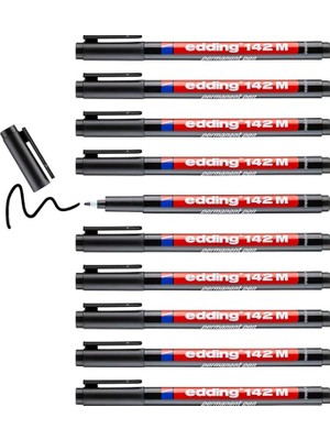 Misda Store 142 M Permanent Kalem - Asetat Kalemi - Siyah - 10 Kalem - Yuvarlak Uç 1 mm