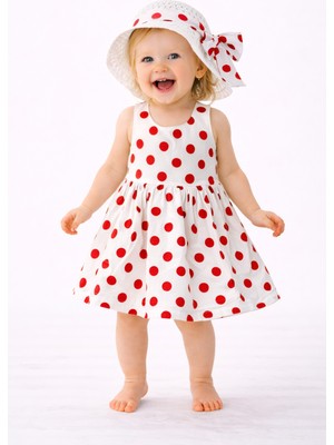 Chicsy Baby Tatlı Yazlık Kız Bebek Elbise Puantiye Desenli Şapkalı Elbise