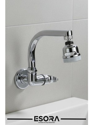 Esora Duvardan Balık Sırtı Borulu 3 Fonsiyonlu Başlıklı Tek Su Girişli Banyo Lavabo Bataryası