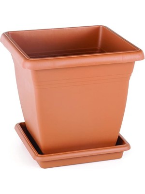 Misda Store VK05 Villa Kare Saksı No:5 Tabaklı 50 Cm, 64 Litre Kiremit
