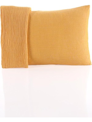 Misda Store Yastık Kılıfı 2 Adet Set, 50X70 cm 100% Pamuk Yumuşak Nefes Alabilir Kapaklı 4 Katlı Muslin Kumaş Düz Renk Yastık Kılıfları (Sarı, 50X70 cm (2 Adet))