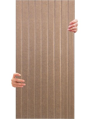 Misda Store Akustik ve Dekoratif Lambiri Desenli Keçe Panel 45X90 cm / 2 Adet / 0,81 M² Bej