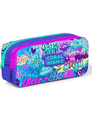 Misda Store High Iki Bölmeli Kız Çocuk Lavanta Grafiti Kalem Çantası Kalemlik