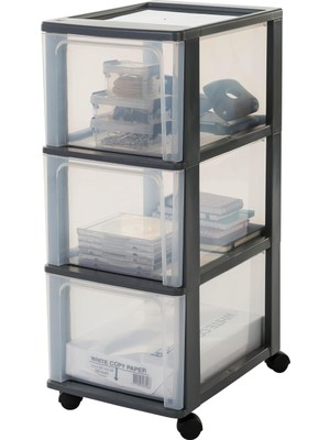 Misda Store Ohyama, Plastik Çekmece Kutusu, 3 Derin Çekmeceli, Siyah, Easy-Pull Sistemi, A4, A5 ve A6 Formatında, Çalışma Masası Düzenleyici, Ofis, Okul, Kırtasiye Malzemeleri Için, Bpa Içermez, Çekmeceli