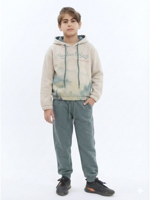 Hype Erkek Çocuk Eşofman Takım Mint Renkli Doğa Temalı 4-8 Yaş Cepli ve Kordonlu Tasarım