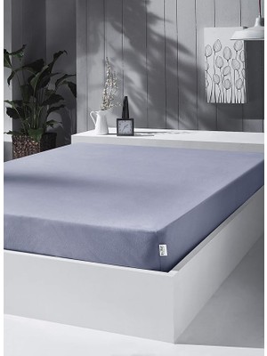 Misda Store Örme Penye Lastikli Çarşaf, Battal Çift Kişilik, Açık Gri, Pamuk-Elastan 230G/M2