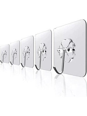 Misda Store Home Kendinden Yapışkanlı Şeffaf Askı Askılık Havluluk 5'li Set