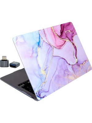 Misda Store Air Kılıf 13.6 Inç M2 M3 M4 Uyumlu A2681 A3113 A3240 MARBLE15NL Mermer Desenli Sert Kapak Ince Hafif Tpu Lazer Baskılı Premium Koruma Kaplama Açık Pembe