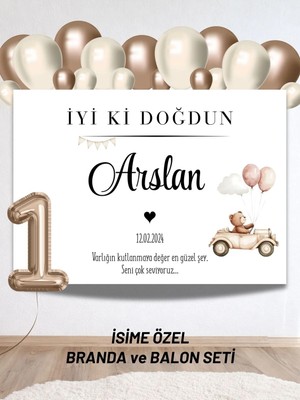 Isimli Araba Konseptli Konseptli Balonlu Doğum Günü Duvar Brandası 40 Balon-Yaş Balonu Arkaplan Seti