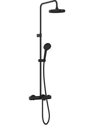 Artema Base Round Termostatik Banyo Bataryalı Duş Sistemi Mat Siyah A4730336
