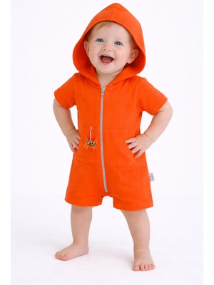 Chicsy Baby Unisex Bebek Yazlık Kapüşonlu Tulum Pamuklu Fermuarlı Tulum