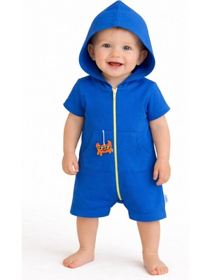 Chicsy Baby Unisex Bebek Yazlık Kapüşonlu Tulum Pamuklu Fermuarlı Tulum
