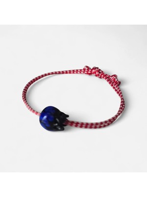 Sibelya Aksesuar Cam Murano Midnight Nar Marteniçka Bileklik – Ayarlanabilir Kırmızı Beyaz Ip