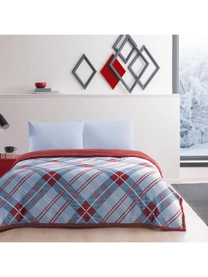 Misda Store Rialta DESENLI%100 Pamuk Battaniye Takımı, Kırmızı, Çift Kişilik