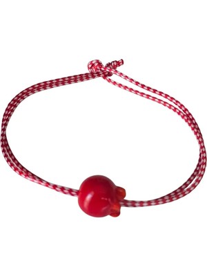 Sibelya Aksesuar Cam Murano Nar Figürlü Marteniçka Bileklik – Ayarlanabilir Kırmızı Beyaz Ip