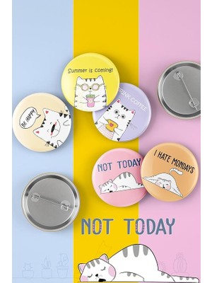 Misda Store Kedi - Sevimli Kediler - Iğneli Buton Rozet Seti - Broş - Yaka - Çanta Rzt. 5 Adet