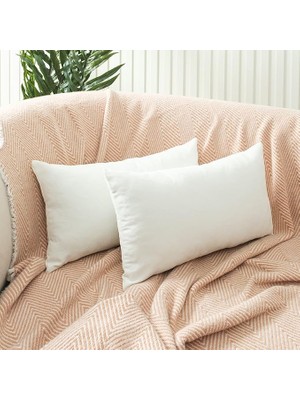Misda Store Ölçü Seçenekli 2'li Kırlent Kılıfı Dekoratif Düz Sade Kadife Dokulu Punch Yapılabilir 30X50 cm Beyaz