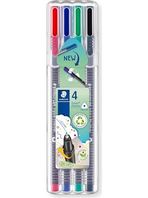 Misda Store 334 Sb4 Triplus Üçgen Fineliner Klasik Renk 0.3 mm 4'lü Set
