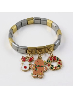 Sibelya Aksesuar Çelik Italyan Charm Bileklik – Yılbaşı Figürlü