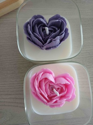 Opulent Accessories Bardak Kalp Çicek Mum %100 Soya Wax, El Yapımı, Hediyelik Mum,doğum Günü, Anneler Günü,öğretmenler Günü Kadinlar Gunu