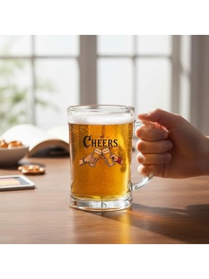 Misda Store Boy Renkli Baskılı Cam Bira Bardağı Beer Glass Mug 600 ml